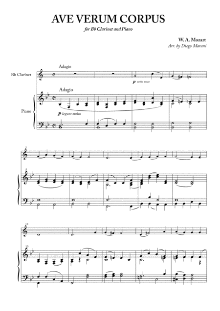 Ave Verum Corpus For Clarinet And Piano Page 2