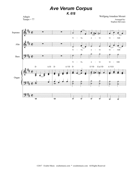 Ave Verum Corpus For Sab Organ Accompaniment Page 2