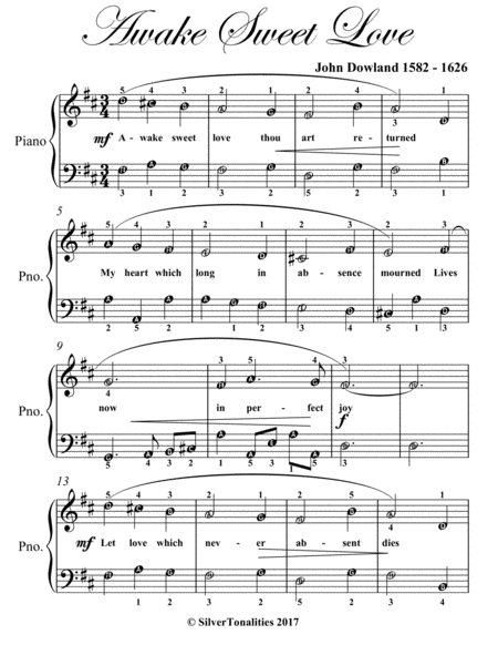 Awake Sweet Love Easy Piano Sheet Music Page 2