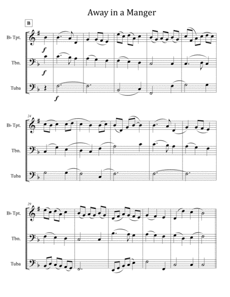 Away In A Manger For Brass Trio Trumpet Trombone Tuba Page 2