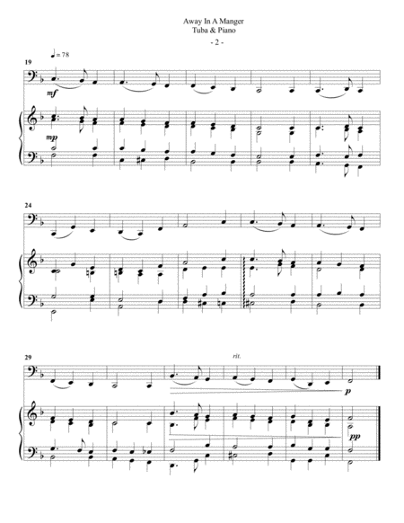 Away In A Manger For Tuba Piano Page 2