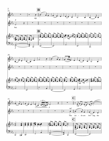 Away In A Manger For Voice Clarinet Duet Optional Soprano Sax With Piano Accompaniment Page 2