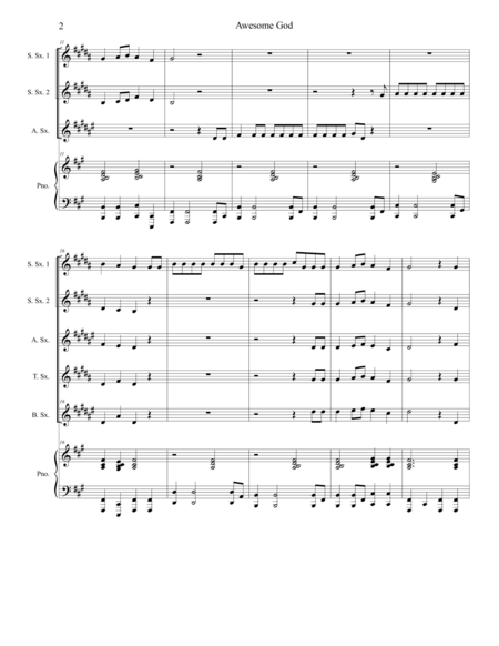 Awesome God For Saxophone Quintet Page 2