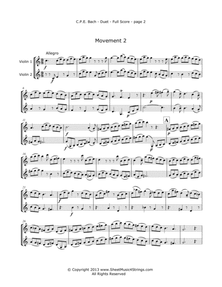 Bach C P E Duet For Two Violins Page 2