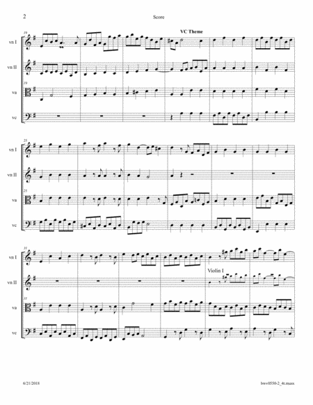 Bach Fugue Bwv 550 Arranged For String Quartet Page 2