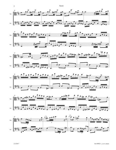 Bach Prelude Bwv 882 From The Well Tempered Clavier Arr For Viola And Cello Page 2