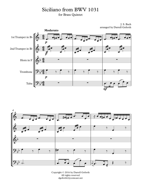 Bach Siciliano From Bwv 1031 For Brass Quintet Page 2