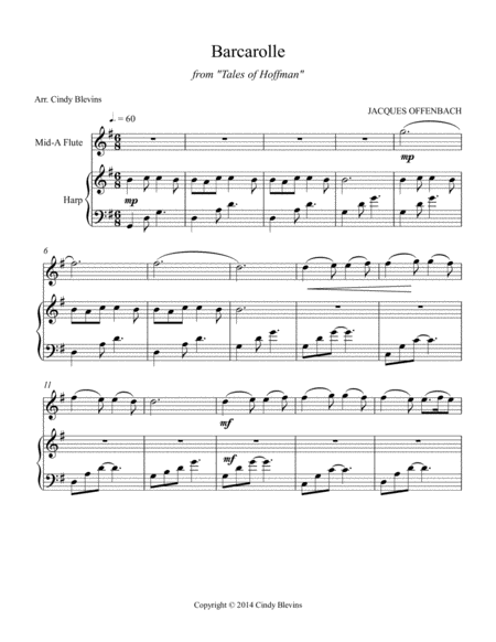 Barcarolle Arranged For Harp And Native American Flute From My Book Classic With A Side Of Nostalgia For Harp And Native American Flute Page 2