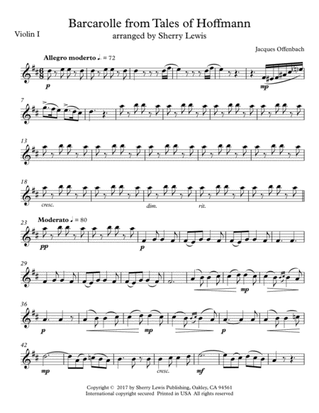 Barcarolle From Tales Of Hoffmann String Trio For String Trio Page 2