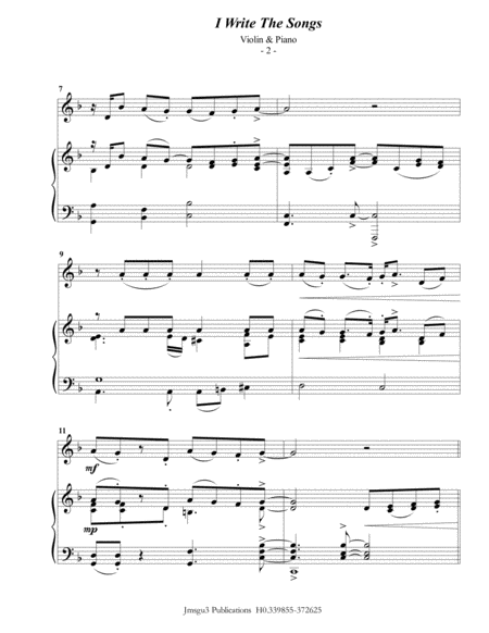 Barry Manilow I Write The Songs For Violin Piano Page 2