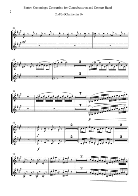 Barton Cummings Concertino For Contrabassoon And Concert Band 2nd 3rd Bb Clarinet Part Page 2