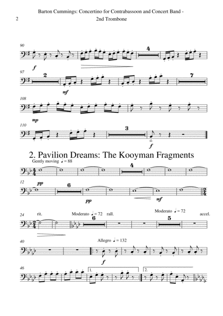 Barton Cummings Concertino For Contrabassoon And Concert Band 2nd Trombone Part Page 2