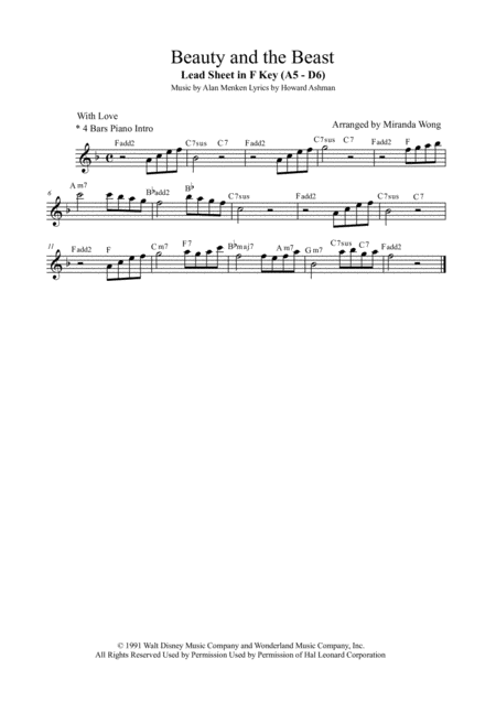 Beauty And The Beast Alto Tenor Or Soprano Saxophone Solo Page 2