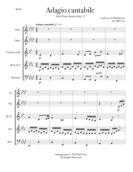 Beethoven Adagio Cantabile Woodwind Quintet Score And Parts Page 2