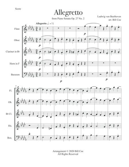 Beethoven Allegretto Woodwind Quintet Score And Parts Page 2