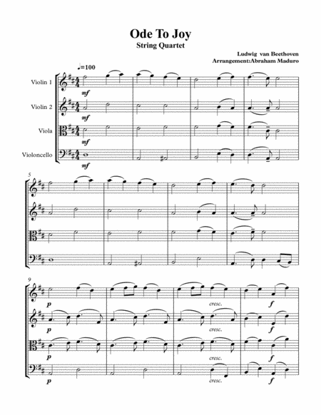 Beethovens Ode To Joy String Quartet Page 2