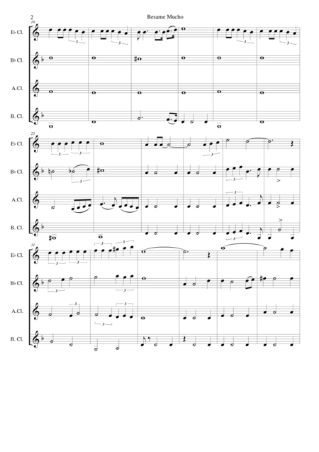 Besame Mucho For Clarinet Quartet E Flat B Flat Alto And Bass Page 2
