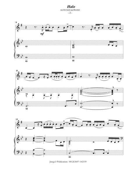 Beyonce Halo For Alto Sax Piano Page 2