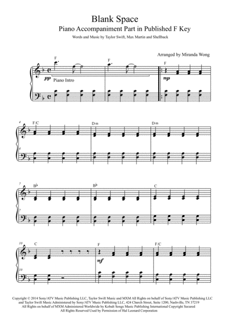 Blank Space Violin And Piano Accompaniment Part Page 2