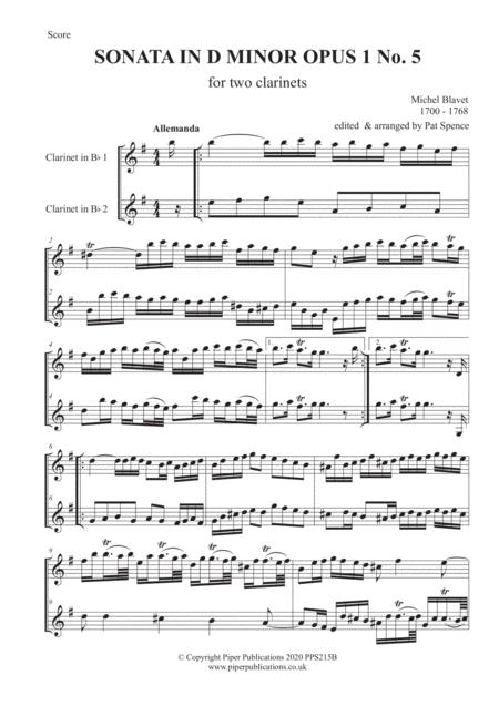 Blavet Sonata In D Minor Opus 1 No 5 For Two Clarinets Page 2