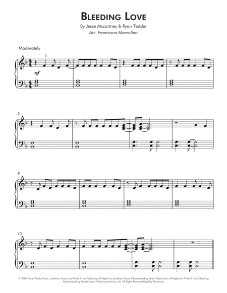 Bleeding Love Early Intermediate Piano Page 2