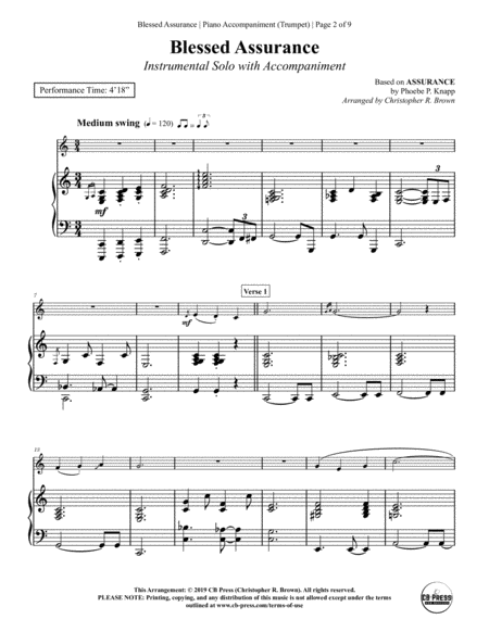 Blessed Assurance Trumpet Solo With Piano Accompaniment Page 2