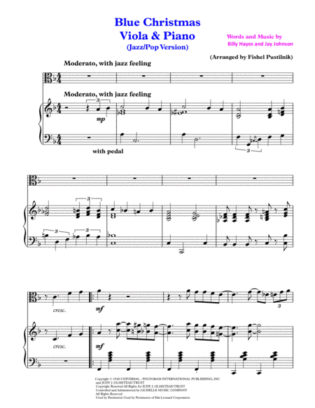 Blue Christmas For Viola And Piano Page 2