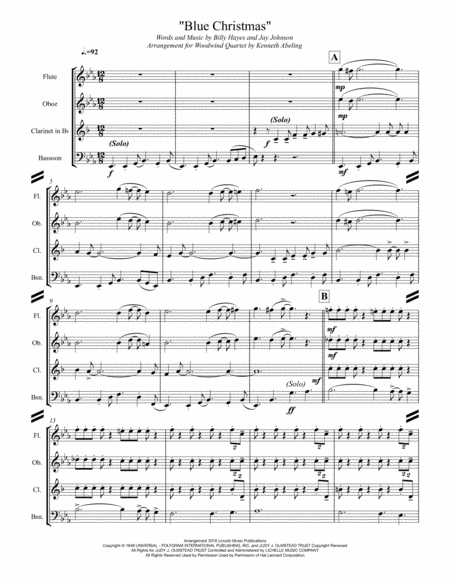 Blue Christmas For Woodwind Quartet Page 2