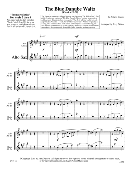 Blue Danube Waltz Arrangements Level 2 4 For Alto Sax Written Accomp Page 2