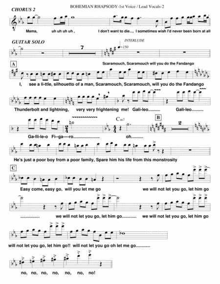 Bohemian Rhapsody Guitar Vocal Quartet Bass Drums Page 2