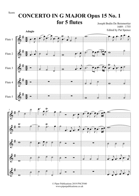 Boismortier Concerto In G Major For 5 Flutes Page 2