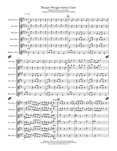 Boogie Woogie Santa Claus For Saxophone Quintet Sattb Or Aattb Page 2