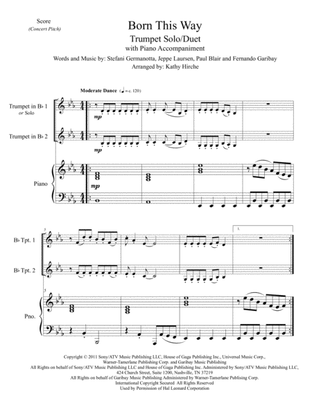 Born This Way Trumpet Solo Duet With Piano Accompaniment Page 2