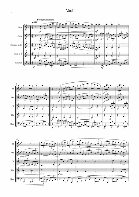 Brahms Variations On A Theme By Haydn Op 56a Theme And Variations 1 2 3 4 7 Wind Quintet Page 2