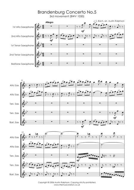 Brandenburg Concerto No 5 3rd Movement Sax Quintet Page 2