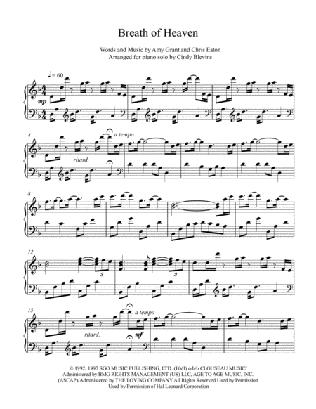 Breath Of Heaven Marys Song Arranged For Piano Solo Page 2