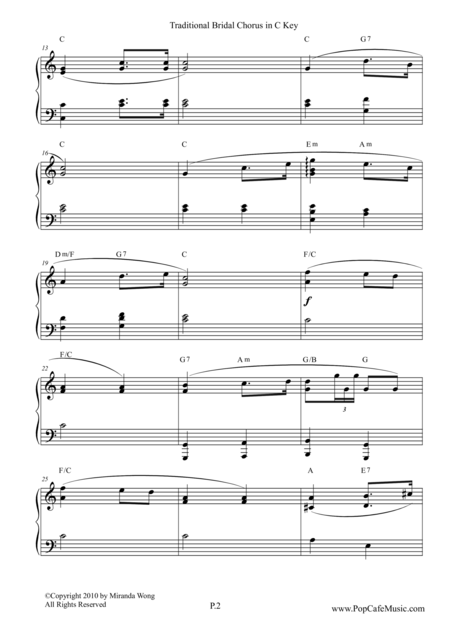 Bridal Chorus Contemporary Edition In C Key Page 2