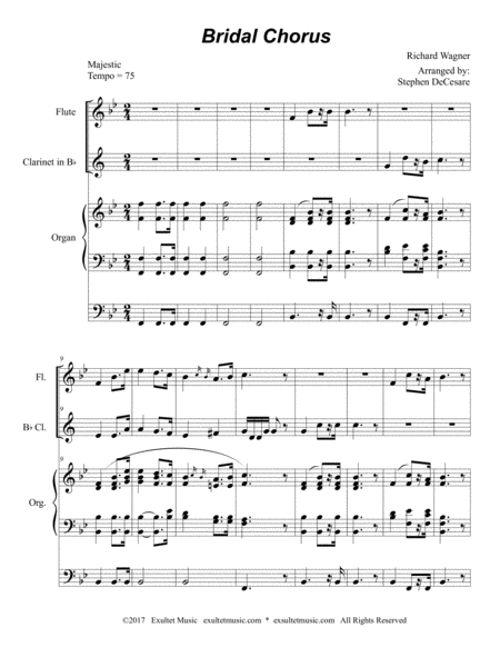Bridal Chorus Duet For Flute And Bb Clarinet Organ Accompaniment Page 2