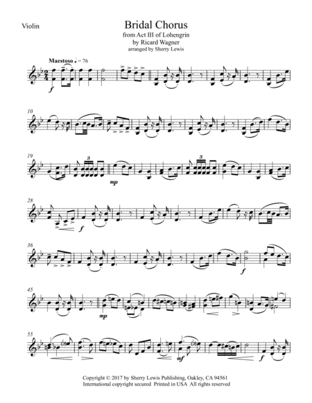 Bridal Chorus Solo Violin For Violin Solo Page 2