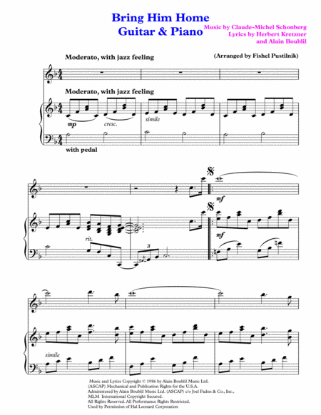 Bring Him Home For Guitar And Piano Page 2