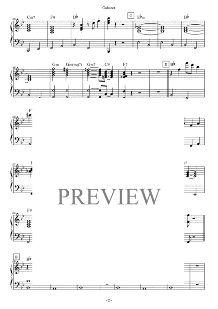 Cabaret Piano Transcription From The Recording Of The Musical Cabaret Page 2