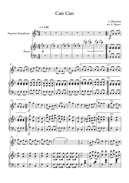 Can Can Jacques Offenbach For Soprano Saxophone Piano Page 2