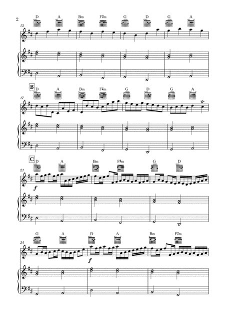 Canon In D For Violin And Piano With Guitar Chords Page 2
