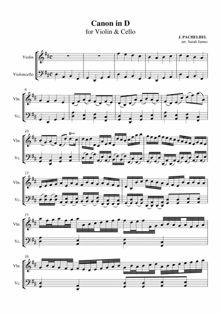 Canon In D Violin Advanced Cello Part By The Chapel Hill Duo Page 2