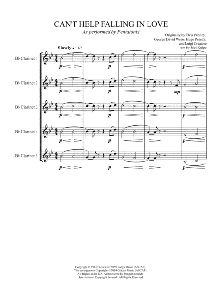 Cant Help Falling In Love Ptx Clarinet Quintet Page 2