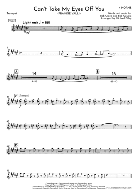 Cant Take My Eyes Off Of You Frankie Valli 4 Horns Page 2