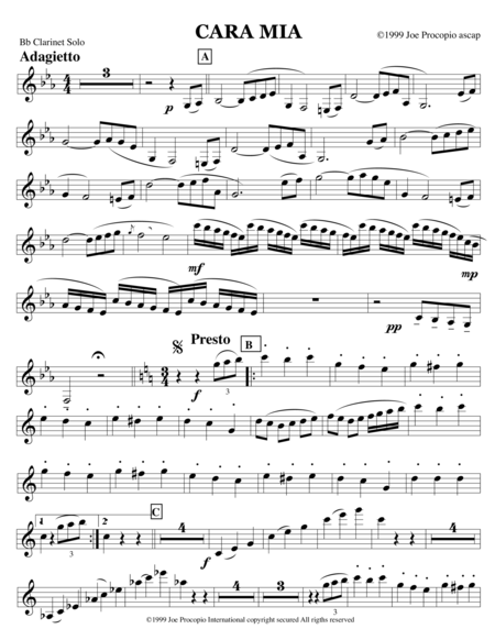 Cara Mia Solo For Clarinet And Piano Page 2