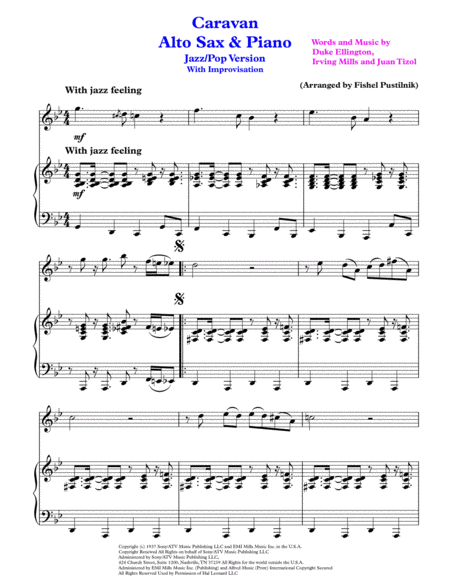 Caravan For Alto Sax And Piano Jazz Pop Version With Improvisation Page 2