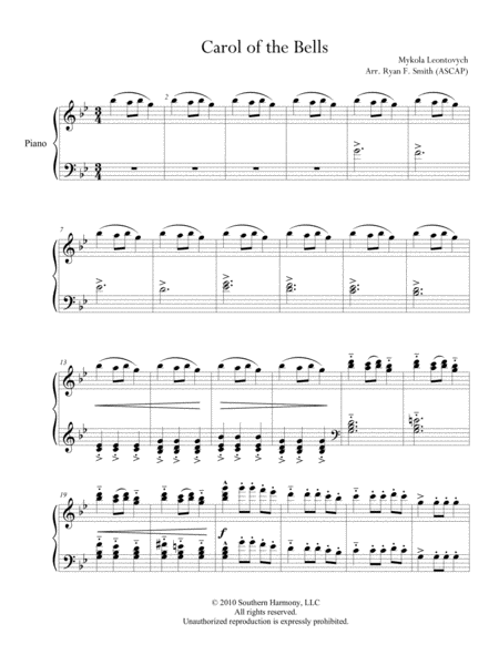 Carol Of The Bells For Solo Piano Page 2