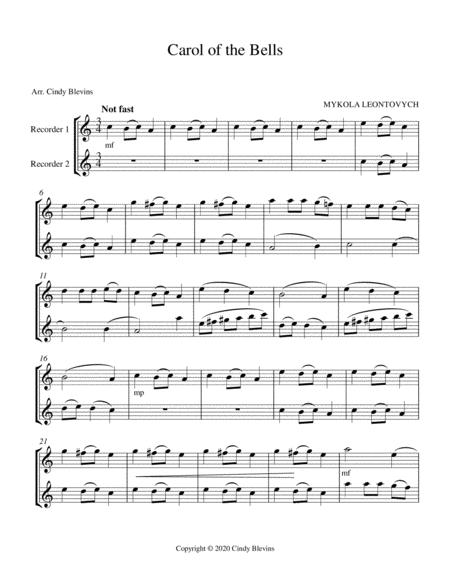 Carol Of The Bells Recorder Duet Page 2